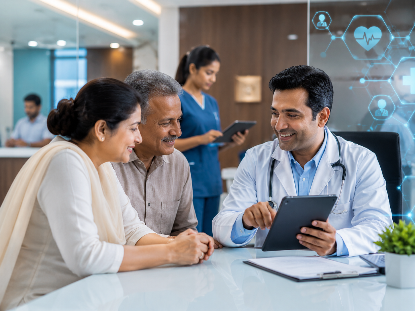Friendly consultation inside a modern healthcare clinic