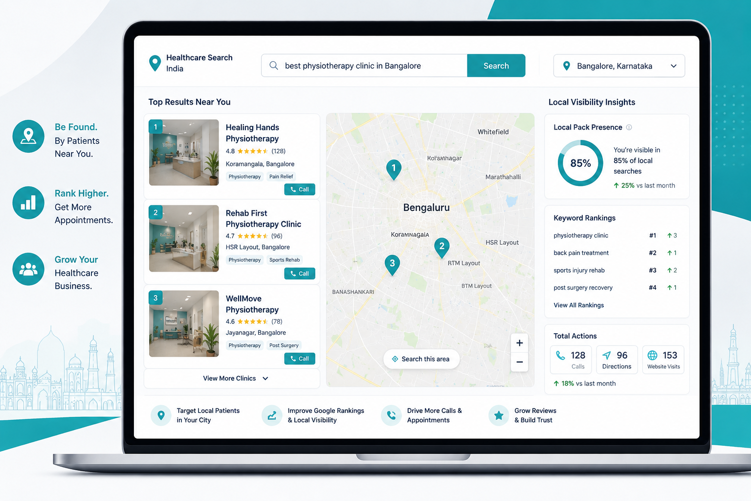 Local healthcare search and map interface