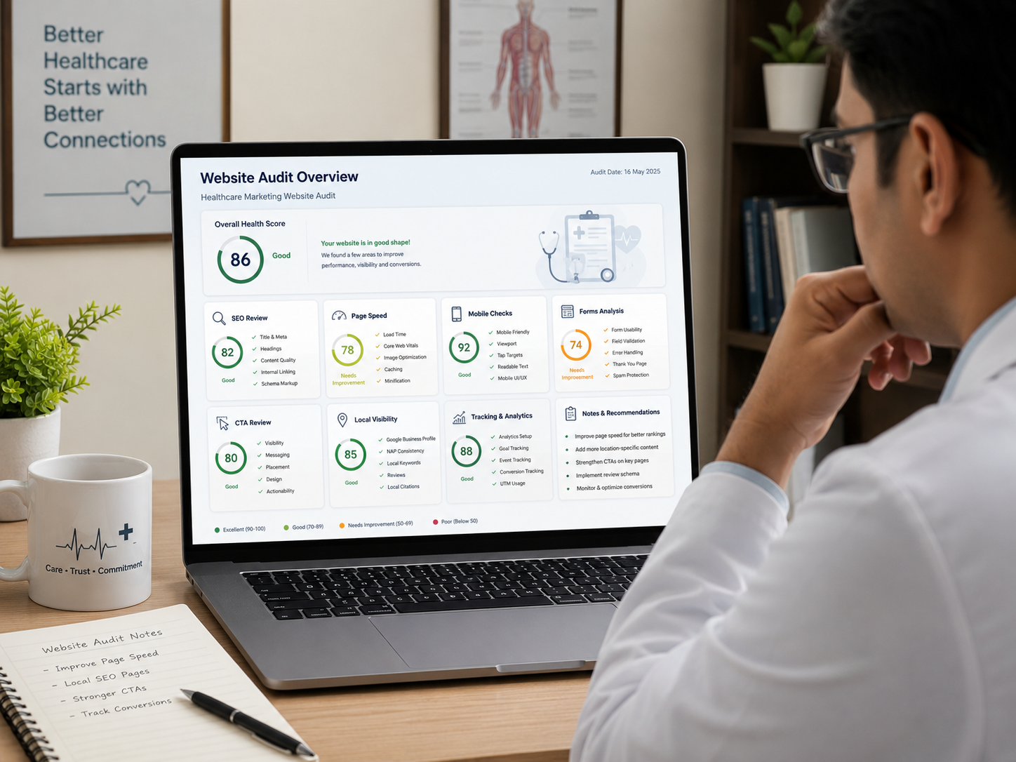 Healthcare website checklist and audit preview