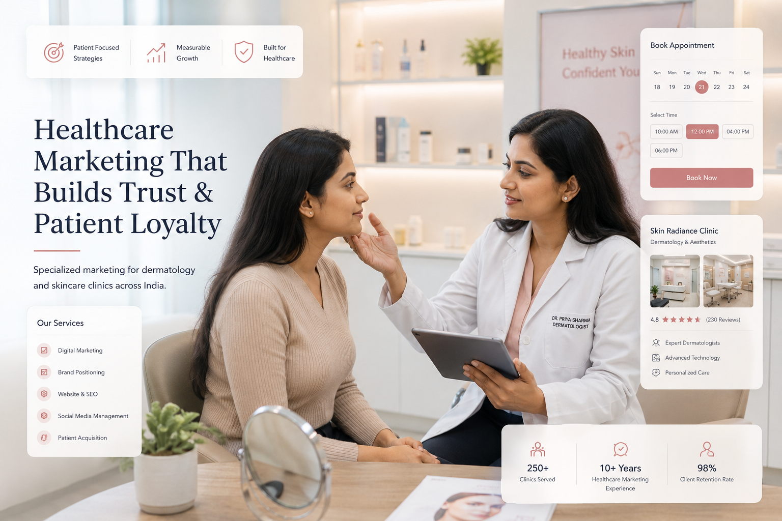 Skincare consultation in a professional clinic setting